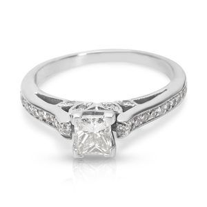 Princess Cut Diamond Engagement Ring in 14K White Gold with Diamonds (0.98 CTW)